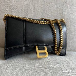 Balenciaga HOURGLASS WALLET ON CHAIN BLACK